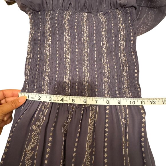 Japna Blue Strapless Smocked Flare Wide Leg Romper Jumpsuit Size XSmall - Picture 10 of 13